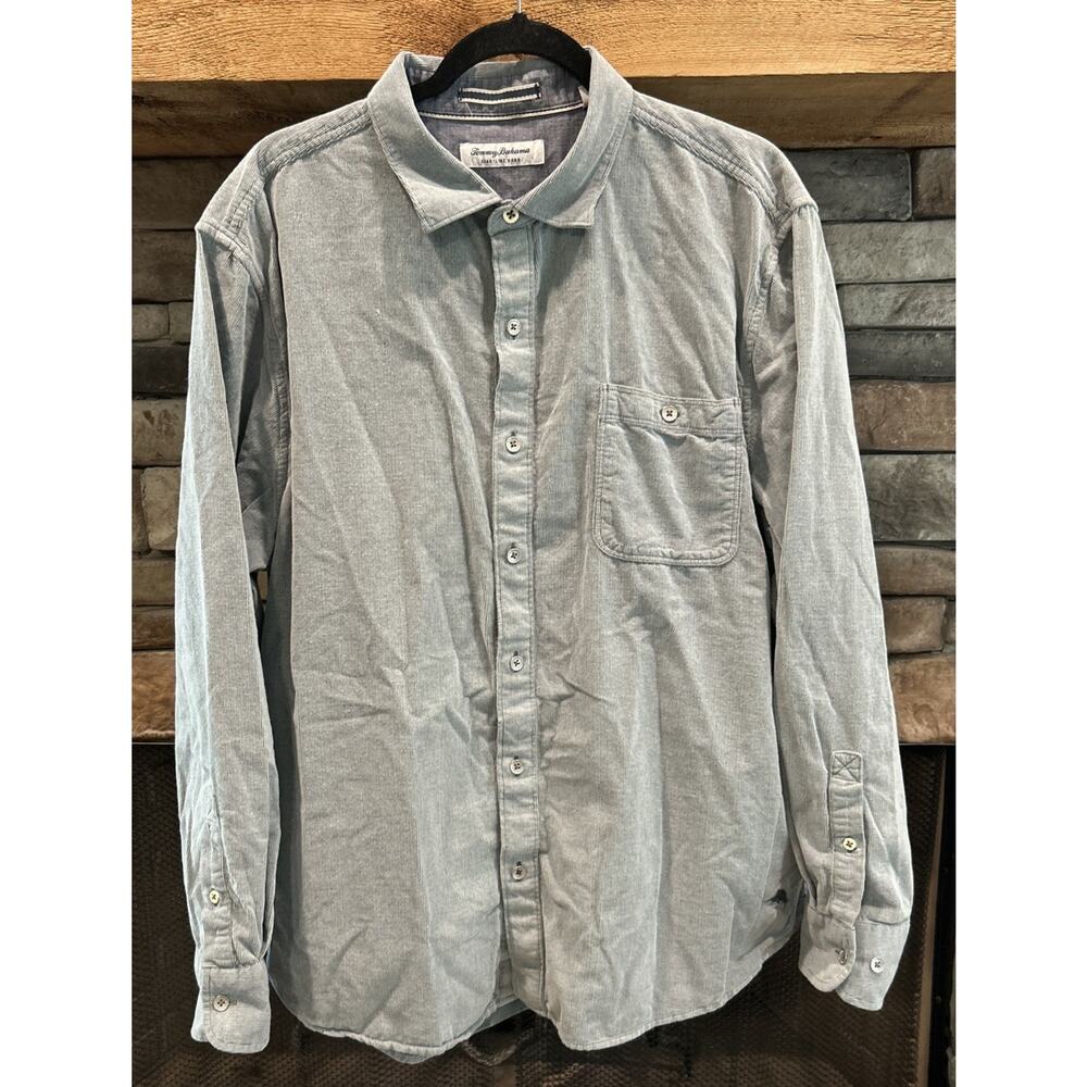 Men’s TOMMY BAHAMA Green Coastline Cord Long Sleeve Button Up Shirt XL *C9